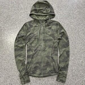 Lululemon Define Jacket Womens 4 Green Camo Hoodie Heritage 365 Full Zip
